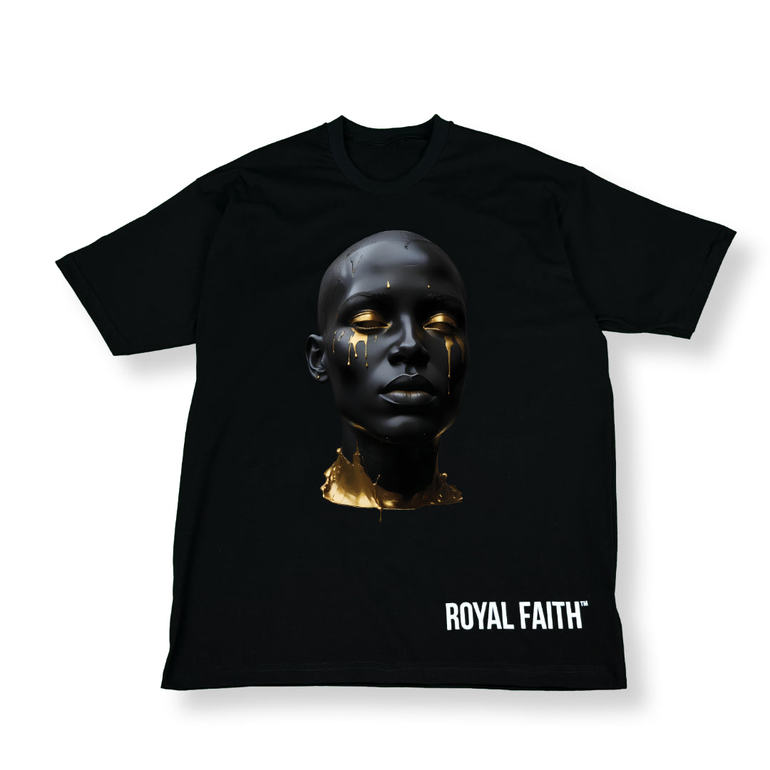 RF Golden Cry - Mid Oversize Black T-Shirt Woman