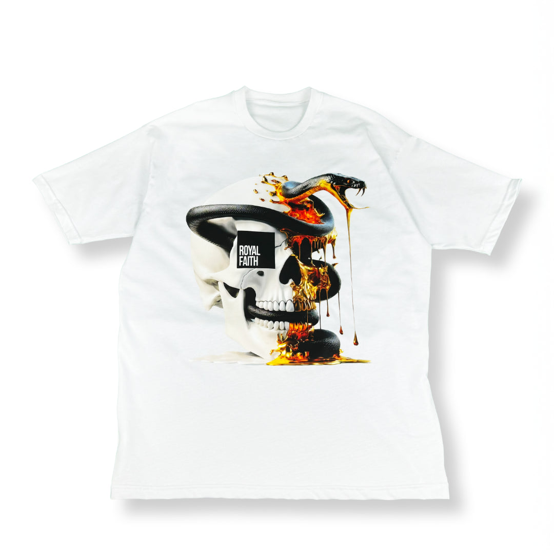 RF Melting Skull - Mid Oversize White T-Shirt Woman