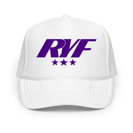 RYF Hat White w/ Deep Purple Logo
