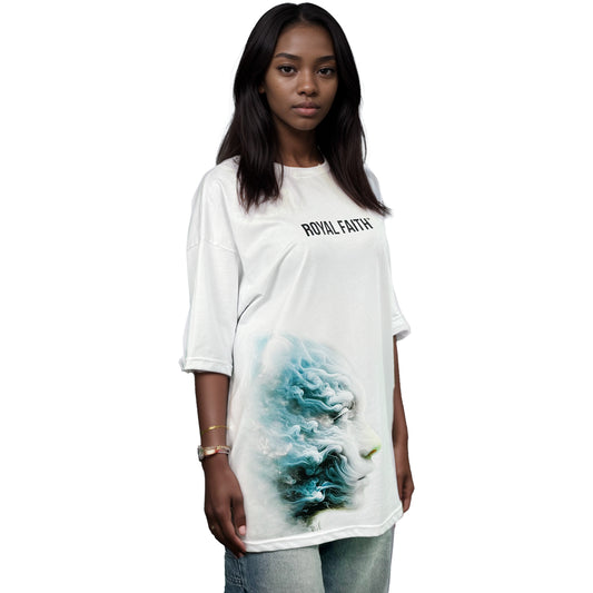 RF Smoke Head - Mid Oversize White T-Shirt Woman