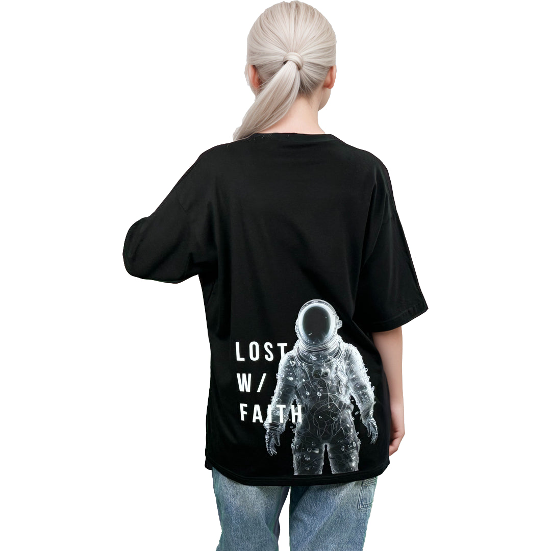 RF Astro - Mid Oversize Black T-Shirt Woman